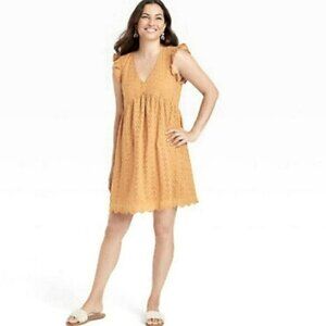 Knox Rose Mustard Eyelet Dress Size Small